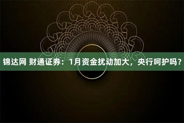 锦达网 财通证券：1月资金扰动加大，央行呵护吗？