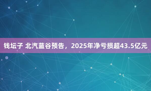 钱坛子 北汽蓝谷预告，2025年净亏损超43.5亿元